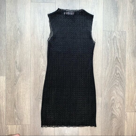 KEEPSAKE The Label Mesh Beach Cover Up Knit Mini Dress Black Size Medium - Picture 11 of 15